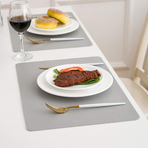 DOLOPL Placemats Grey Placemat Leather Table Mats Set of 6 Heat Resistant Easy to Clean Wipeable Waterproof Washable Modern Outdoor Placemats for Kitchen Dining Patio Table Spring Easter Decor €¦