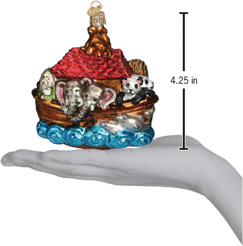 Old World Christmas Spiritual Gifts Glass Blown Ornaments for Christmas Tree Noah's Ark