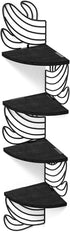 Alsonerbay Corner Shelf Wall Mount, 4 Tier Floating Shelves for Wall Storage, Rustic Wood Shelves for Bedroom Living Room Bathroom Kitchen Office (Black Cactus)