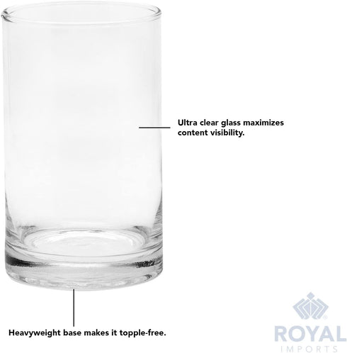 Flower Glass Vase Decorative Centerpiece for Home or Wedding by Royal Imports - Cylinder Shape, 5"x5", Clear