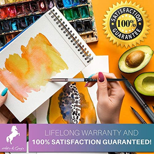 Round Watercolor Brushes Variety Set of 11 Water Color Brushes - Artist Quality for Watercolor Paints, Acrylic, Inks, Gouache, Oil and Tempera by Adi's&Guy's