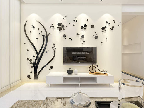 Wowelife 3D Wall Sticker Tree Wall Decal Home Decor Living Room Bedroom TV Background Black Tree Stickers(Black Left Tree, M)