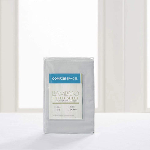 Comfort Spaces 100% Rayon (from Bamboo) Bed Sheets, Breathable, Cooling Sheet with 15" Deep Pocket, All Season, Cozy Bedding, Fitted Sheet ONLY, Cal King, Grey (CS20-1207)