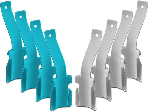 8 Packs Portable Lazy Shoes Helper Shoe Wear Helper Shoe Lifting Helper for Men Women Kids, Sock Slider Handled Shoe Horn for Seniors, Elderly, Disabled, Fits All Shoes, Blue and Grey