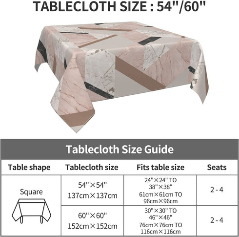 BLUBLU Square Table Cloth 60" X 60" Washable Table Cover Marble Waterproof Tablecloths for Kitchen and Dining Room Wedding and Parties