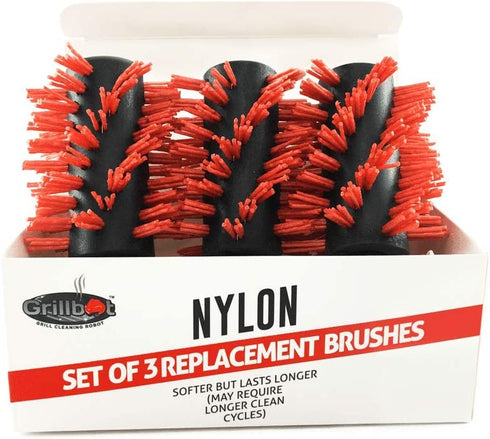 Grillbot Automatic BBQ Grill Cleaning Robot Replacement Brush - Grill Cleaner Parts, Grilling Accessories, Wire Brush Tool, Metal Brush for Cleaning for Outdoor BBQ & Picnics -Set of 3 Nylon Brushes