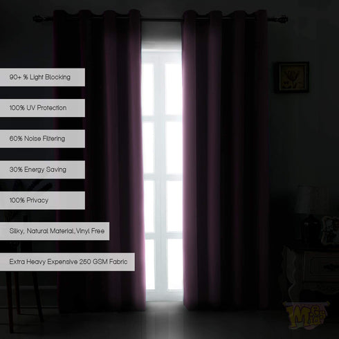 MEMIAS Premium 2 Panels Blackout Microfiber Noise Reducing Thermal Insulated Grommet Window Room Darkening Curtains for Living, Bedroom, Kids Room, Each Panel, 52" W x 95" L, Purple