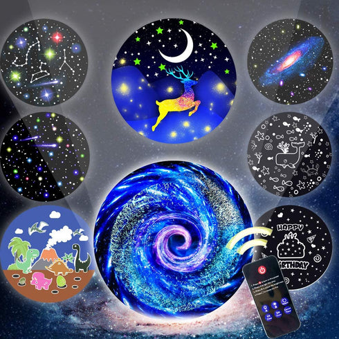 Kids Night Light Projector,Remote Control Star Light Projector with LED Timer and USB Cable, 360 Degree Rotation Kid Night Light Lamp Gifts for Kids,7 Set of Films