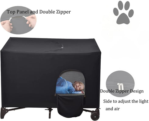 Crib Blackout Canopy, Tent for Indoor or Outdoor Portable Crib Canopy Cover for Portable Travel Cribs, Stretchy Breathable Crib Netting Sleep and Cover Shade(Black)