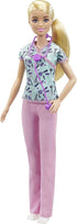 Barbie Nurse Blonde Doll (12-in) with Scrubs Featuring a Medical Tool Print Top & Pink Pants, White Shoes & StethoscopeAccessory, Great Gift for Ages 3 Years Old & Up