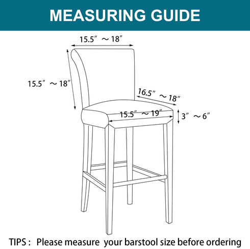 Turquoize Stretch Bar Stool Cover Counter Stool Pub Chair Slipcover for Dining Room Cafe Barstool Slipcover Removable Furniture Chair Seat Cover Jacquard Fabric with Elastic Bottom Set of 2,Dove