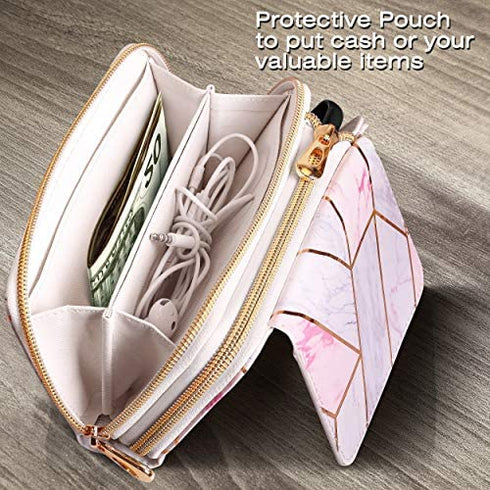 ELV Wallet Purse Case Designed for Samsung Galaxy Note 10 Case PU Leather Folio Flip Case with Credit Card Slots, Detachable Case and Back Stand