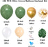 OLYYTAO Olive Green Balloon Garland Arch Kit-132PCS Artificial Palm Leaves Retro Green Balloons White Gold Confetti and Gold Metallic Chrome Latex Balloons for Wedding Birthday Baby Shower DIY Decorations