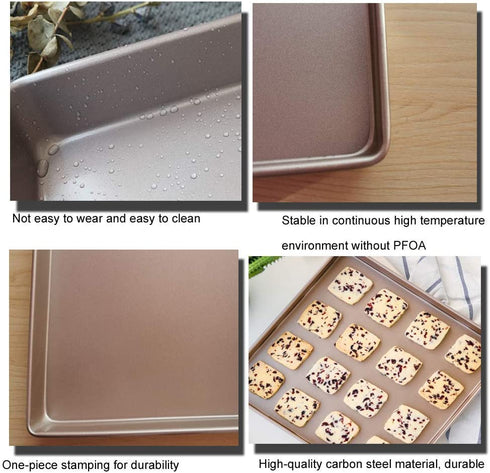 POKALI 11x11x1.5inch Carbon Steel Square Nonstick baking sheet cake pan,Angel Food Cake and Cheesecake Bakeware Pans,Square Bakeware Roasting Tray +1Reusable Baking Sheet Liners(11inch)