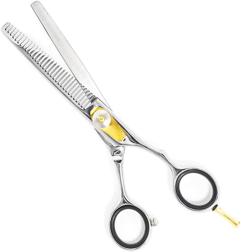 Equinox Professional Razor Edge Series - Barber Hair Thinning/Texturizing Scissors/Shears - 6.5 Inches Overall Length with Fine Adjustment Tension Screw - Stainless Steel