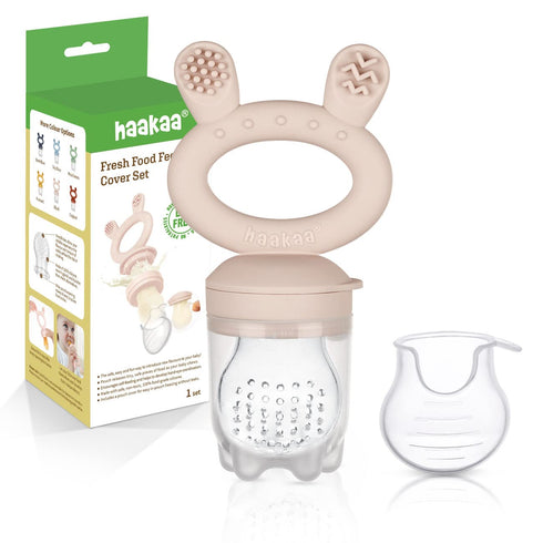 Haakaa Baby Fruit Food Feeder Pacifier | Breastmilk Popsicle Molds for Teething | Silicone Feeder and Teether for Baby Teething Relief & Infant Safely Self Feeding, BPA Free (Blush)
