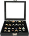 Jewelry Storage Case, Black Wooden 36 Slot Velvet Glass Ring Storage Box Display, Stand Case Holder Organized Tray for Jewelry Showcase