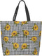 Fxuocza Sunflower Plaid Canvas Tote Bag Shopping Bag for Women Oversized Tote Bag for Grocery Travel Reusable Sunflower Bags
