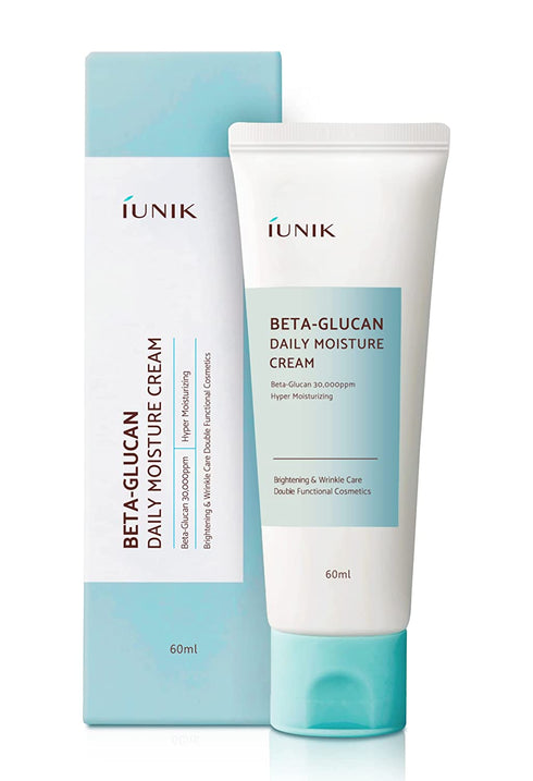 IUNIK Beta-Glucan Vegan Lightweight Non-Sticky Deep Moisture Watery Cream Lotion Daily Moisturizer Quick Absorption Dry Mature Sensitive Fine lines Skin Naturally-Derived Centella Vitamin Korean Skincare