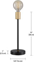 Globe Electric 12939 Remington 15" Table Lamp, Black Finish, Exposed Gold Socket, in-Line On/Off Rocker Switch