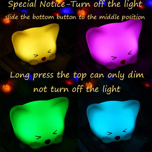 LED Kids Night Light, Cute Cat Soft Silicone Baby Nursery Lamp Living-Room Light Corridor Decor Small Night Light Halloween Christmas Holiday Lamps USB Powered Rechargeable Party Bedroom Decorations