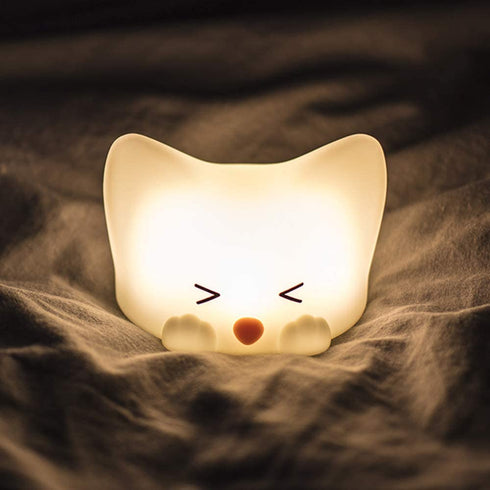 LED Kids Night Light, Cute Cat Soft Silicone Baby Nursery Lamp Living-Room Light Corridor Decor Small Night Light Halloween Christmas Holiday Lamps USB Powered Rechargeable Party Bedroom Decorations