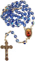 7mm Faceted Blue Plastic Bead Rosary with Silver-Toned Virgin Mary Medals, Lady of Knots Centerpiece and Crucifix, 21 1/4 Inches