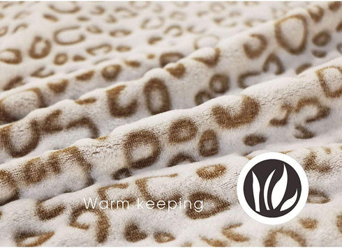 FY Fiber House Flannel Fleece Throw Blanket, Lightweight Cozy Plush Microfiber Bedspreads for Adults,60 by 80-Inch,Brown Leopard