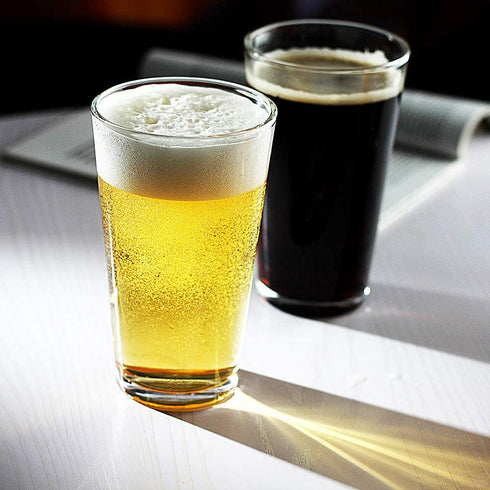 LUXU Classic Beer Pint Glasses(16 oz),Premium Pub Beer Glasses with Thick Base,Versatile Cocktail Shaker Beer Glass,Clear Glass Bar Tumblers Cocktail Mixing Glass for Cold Beverages, Soda, Water(4Pcs)