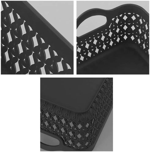 Zerdyne 12-Pack Mini Plastic Storage Baskets Trays, Grey