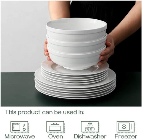 DOWAN Soup Bowls for Kitchen, 32 oz White Bowls for Cereal Salad Ramen Noodle, Porcelain Bowls with Non-slip Design, Sturdy and Easy to Hold, Set of 3, 7.25 Inch