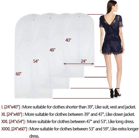 Garment Bags Covers Clear 24'' x 40'' Hanging Clothing Storage Bags and 6 Cedar Balls for Suit Jacket Shirt Sweater