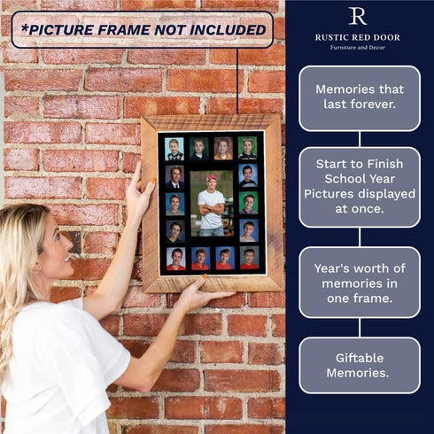 RRD Class of 2031 Photo Mat (11” x 14”) - Photo Collage Picture Frames Mat for School Pictures – School Picture Frame Pre-K to 12 Mat - No Frame Black Photo Mat from Pre-K to Graduation (15 Photos)