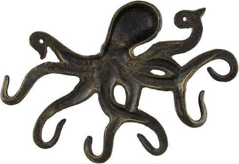 Swimming Octopus Antique Bronze Finish Decorative Wall Hook