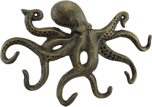 Swimming Octopus Antique Bronze Finish Decorative Wall Hook
