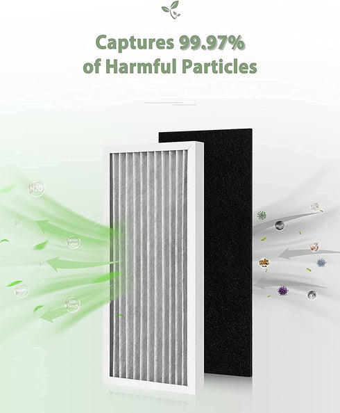 Future Way Upgraded 2 HEPA + 8 Carbon Filter Set Compatible with Hamilton Beach 04383, 04384, 04385 Air Purifier, Part# 990051000