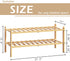 BAMFOX 2-Tier Shoe Rack,Bamboo Stackable Shoe Storage Organizer Unit Entryway Shelf,27.2"x11"x13.2" in Natural Color