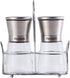 Slat and Pepper Grinder Set of 2 with Stainless Steel Holder, Adjustable Coarseness, Premium Stainless Steel and Glass body Spice Mill, Salt and Pepper Shaker