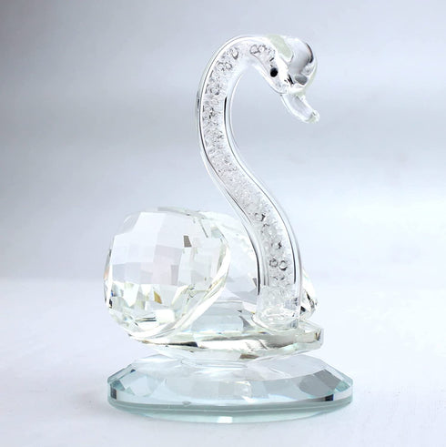 YUANHEN Crystal Swan Figurine Night Light Wood LED Light Base USB Interface 7 Colors Light Paperweight Home Decorations Collection Holiday Gifts Keepsake WCS