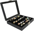 Jewelry Storage Case, Black Wooden 36 Slot Velvet Glass Ring Storage Box Display, Stand Case Holder Organized Tray for Jewelry Showcase