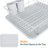 Dish Drying Rack, Veckle Sink Side Dish Rack with Drainboard Cutlery Utensil Holder Dish Drainer Wire Rack for Kitchen Countertop, White