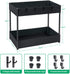 Under Sink Organizer and Storage - 2 Tier Bathroom Organizer - Multi-purpose Under The Sink Organizer - Countertop Storage Shelf Holder with 6 Hooks - Kitchen Spice Rack - Under Sink Storage for Bathroom Kitchen, Black