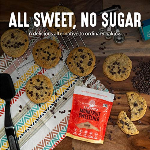 Lakanto Golden Monk Fruit Sweetener with Erythritol - Raw Cane Sugar Substitute, Zero Calorie, Keto Diet Friendly, Zero Net Carbs, Baking, Extract, Sugar Replacement (Golden - 8.29 oz)
