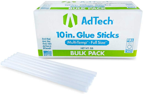 AdTech 10 inch Hot Sticks Full-Size Multi-Temp 5-lb Box All-Purpose Glue Sticks-7/16 X10 5lb, 5 POUND, Clear