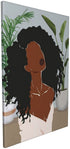 WALLOHERE African American Wall Art Black Girl Painting Artwork Abstract Contemporary Canvas Wall Art For Living Room Bedroom Home Decoration Ready To Hang 16x24 Inch