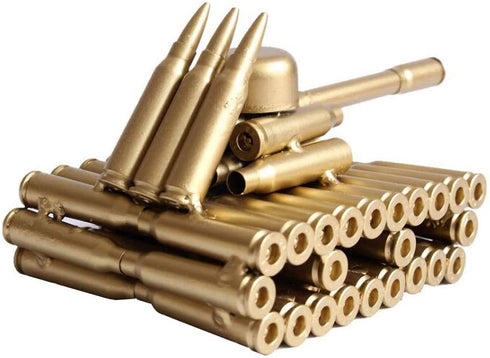 Singeek Bullet Shell Casing Shaped Army Tank Metal Sculpture,Great Decorative Artwork Model Gift for Home,Study Room Decorations (95 Tank)