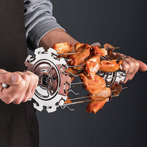 ZSooner BBQ Steel Metal Roaster Rotisserie Skewers Needle Cage Oven Kebab Maker Grill