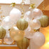 UNIQOOO 18PCS Metallic Gold Christmas Paper Lantern Set, Assorted Hanging Gold Japanese Paper Lantern Wedding Decoration, Reusable Easy Assemble, For New Year Birthday Baby Shower Party Favor Supplies