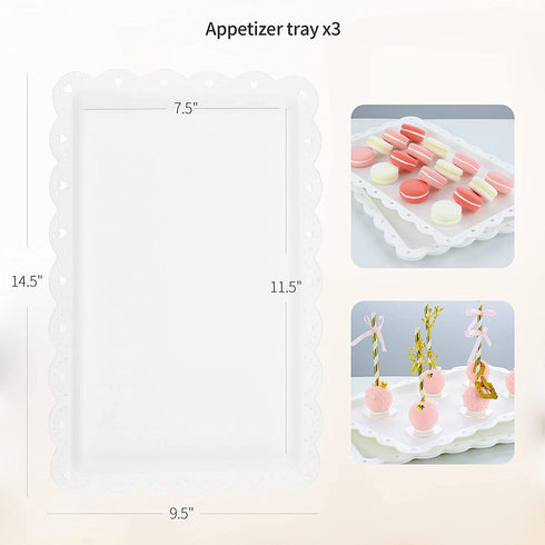 NWK 5 Piece Cake Stand Set with 2xLarge 3-Tier Cupcake Stands + 3X Appetizer Trays Perfect for Wedding Birthday Baby Shower Thanksgiving Christmas New Year Party