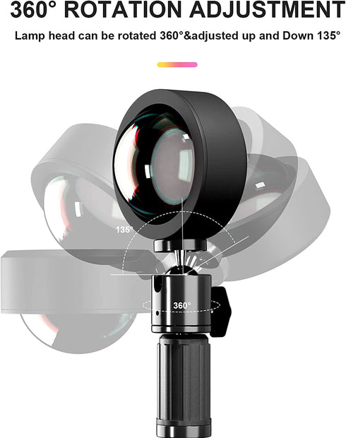Sunset Lamp, Anivia 360 Degree Rotation Rainbow Projection Lamp, Retractable Night Light Projector Led Lamp, Adjustable Bracket Sunset Projection Lamp for Home Party Living Room Bedroom Decor- Sunset